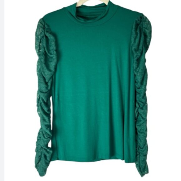 Brand New Beautiful By Anthropologie Ruched-Sleeve Turtleneck Top - Picture 5 of 5